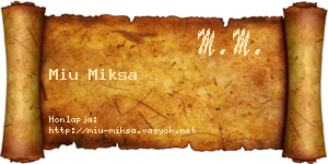 Miu Miksa névjegykártya